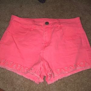 Hot pink jean shorts